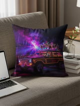 Grand Wagoneer Pillows, Raccoon Decor, Waggy Car, Party Lights Pillow Cases, Animal Art Pillows, Retro Car Pillows, Unique Decor thumbnail 2