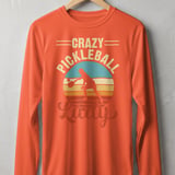 Pickleball Sport-Tek Long Sleeve Tee, Crazy Pickleball Lady, Sun Shield Shirt, Retro Sunset Court Graphic thumbnail 4