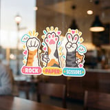 Rock Paper Scissors Cat Paw Hand Game Graphic T-Shirt Pet Rescue Kitten Print thumbnail 9