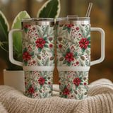 Watercolor Poinsettia Tumbler, Floral Digital Paper, Christmas Tumbler Design, Junk Journal Pages, Scrapbooking Paper, Printable PNG thumbnail 9