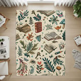 Books and Nature Blanket, Literary Blanket, Botanical Blanket, Cottagecore Throw Blanket, Reader Blanket, Gift for Bookworm, Cozy Blanket thumbnail 7