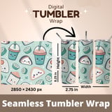 Sweet Sushi & Boba Kawaii Digital Design Size Bundle Png thumbnail 7