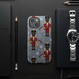 Black Nutcracker iPhone Case: Holiday Design, Gray Background, Festive Season thumbnail 5