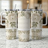 40oz Tumbler Wrap Sublimation Design, Digital Download, Seamless Distressed Peony Floral PNG, Tapered Luxury Flowers, Free Car Coasters thumbnail 4