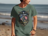 US Army Veteran T-Shirt, Patriotic Military Shield Eagle American Flag Since 1775 Tee, Army Family Gift for Him Her, Honor Our Troops Shirt thumbnail 8