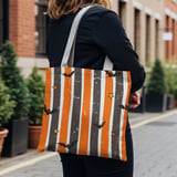 Spooky Bat & Star Grunge Stripe Phone Case, Halloween Aesthetic Tote Bag, Orange and Black Witchy Phone Cover thumbnail 6