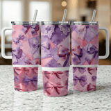 Bows Sublimation Wrap, 40oz Tumbler Design, Seamless, Distressed Tapered Digital Download, Pink and Purple Bows thumbnail 3