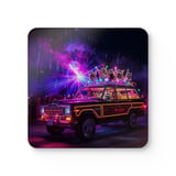 Grand Wagoneer Corkwood Coaster Set, Raccoon Road Trip, Classic Car Art, Car Lover Gift, Fun Coasters, Housewarming Present thumbnail 4