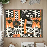 Abstract Floral Velveteen Blanket, Boho Black White Yellow Throw Pillow, Modern Botanical Woven Blanket, Eclectic Art Decor Gift Idea thumbnail 13