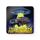 Grand Wagoneer Corkwood Coaster Set, The Waggy, Funny Car Coasters, Flying Saucer, Alien Abduction, Gift for Car Lovers, Car Guy Gift thumbnail 4