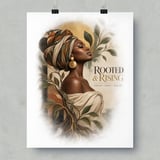 Black Woman Art Framed Poster, Rooted and Rising African Wall Art Print, Boho Melanin Wall Decor, Afrocentric Heritage Botanical Poster thumbnail 9