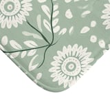 Sage Green Floral Shower Curtain and Bath Mat Set, Folk Art Botanical Flower Bathroom Decor, Cottagecore Farmhouse Boho Bath Set Gift thumbnail 12