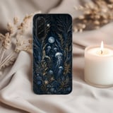 Jellyfish Tough Phone Case, Dark Ocean Moody Botanical Phone Cover, Vintage Celestial Moon Sea Life Aesthetic Gift for Nature Lover thumbnail 3