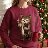 Grumpy Werewolf Coffee Cat Tee thumbnail 12