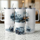 Vintage Truck Tumbler Wrap 40oz Digital Design, Classic Pickup Forest Mountains Sublimation PNG File, Gift for Him, Outdoorsy Men's Tumbler thumbnail 5