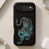 Glowing Blue Tiger MagSafe® Phone Case thumbnail 4