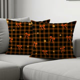 Cozy Plaid Bow Velveteen Blanket, Rustic Autumn Star Pattern Throw Pillow, Fall Woven Blanket, Halloween Home Decor Gift thumbnail 9