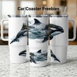 Orca Ocean Coastal Tumbler Wrap Design 40oz, Whales Killer Whale Nature Sea Digital Sublimation File thumbnail 1