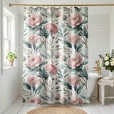Blushing Peony Watercolor Shower Curtain thumbnail 1
