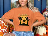 Comfort Colors Beach Vibes T-Shirt, Tropical Vacation Palm Tree Sunset Tee with Faux Gold Print Text, Coastal Summer Beach Lover Gift Shirt thumbnail 5