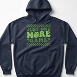 Pickleball Gildan Fleece Hoodie, Just One More Game, Retro Green Checkered Court Pullover Sweatshirt thumbnail 6