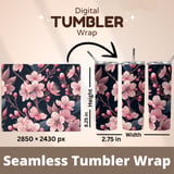 Cherry Blossom Tumbler Design, Digital Paper, Floral Backgrounds, Junk Journal, Pink Flowers, Printable PNG, Scrapbooking Paper thumbnail 7