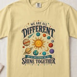 Teacher Appreciation Shirt, We Are All Different But In This School We All Shine Together Planets Space Vintage T-Shirt Sweatshirt thumbnail 6