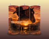 The Sunset Trail Cowboy Tumbler Wrap PNG | Western Horse Sublimation Design  thumbnail 6