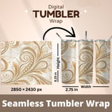 Golden Swirls Tumbler Design, Digital Papers, Floral Backgrounds, Junk Journal Pages, Printable PNG, Scrapbooking Paper thumbnail 7