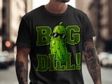 Big Dill T-Shirt, Funny Pickle Shirt, Cool Pickle Graphic Tee, Sarcastic Food Pun Tshirt, Retro Cartoon Pickle Tee, Humorous Foodie Gift thumbnail 1
