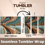 20 oz Skinny Tumbler Wrap Sublimation Design, Gold Glitter Teal Marble, Straight and Tapered Wrap png, Digital Download Tumbler thumbnail 5