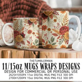 Floral Tumbler Design, Fall Flower Digital Papers, Watercolor Tumbler PNG, Printable Junk Journal Pages, Scrapbooking Paper thumbnail 4