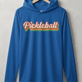 Pickleball Sport-Tek Performance Hood, Pickleball 70s Vintage Retro Striped Script, Lightweight Hoodie thumbnail 3