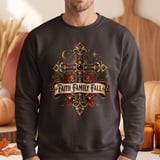 Faith Family Fall Sweatshirt, Christian Autumn Hoodie, Vintage Fall Cross Crewneck, Thanksgiving Tote Bag, Religious Gift for Women thumbnail 7