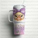 Duck 40oz Tumbler Wrap, Sublimation Design, Distressed Tapered Seamless, Digital Download, Cute Animal, Butterflies, Glasses, Bow thumbnail 4