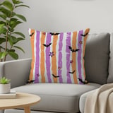 Halloween Bat Pillow Cover & Table Runner, Spooky Distressed Purple Orange Stripe Star Fall Decor, Whimsical Home Decor thumbnail 4