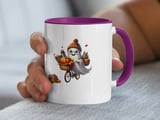 Halloween Mug, Cute Ghost, Squirrel, Pumpkin, Fall Decor, Autumn Leaves, Spooky Season, Bicycle Ride, Cozy Gift, Holiday Coffee Cup thumbnail 3