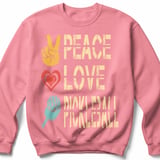 Pickleball Gildan Crewneck Sweatshirt, Peace Love Pickleball, Court Warm Up Retro Graphic Apparel thumbnail 8