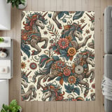 Floral Unicorn Blanket, Magical Creature Throw, Fantasy Unicorn Design, Bohemian Style Blanket, Unique Art Blanket thumbnail 7