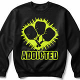 Pickleball Gildan Crewneck Sweatshirt, Addicted Graphic Print, Court Warm Up Fleece Lounge Pullover thumbnail 1
