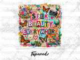 Scrapbook Collage Tumbler Wrap Digital Design, Seek Beauty Everywhere PNG for 20oz Skinny Tumbler, Mixed Media Sublimation Art Download thumbnail 9