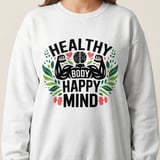 Healthy Body Happy Mind Shirt, Mental Health Fitness Sweatshirt, Workout Graphic Tee, Gym Motivational T-Shirt, Wellness Self Care Gift thumbnail 8