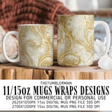 Gold Floral Tumbler Design, Digital Download, Watercolor Flower Backgrounds, Floral Junk Journal Pages, Printable Tumbler png thumbnail 4