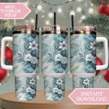 Winter Floral Tumbler Design, Digital Paper Pack, Watercolor Flowers, Printable PNG, Floral Junk Journal, Scrapbooking Paper thumbnail 8