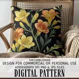 Yellow Flowers Tumbler Design, Floral Digital Paper, Watercolor Backgrounds, Flower Junk Journal, Printable PNG, Digital Scrapbooking thumbnail 5