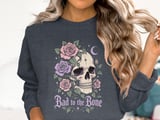 Bad to the Bone Floral Skull Tee or Sweatshirt thumbnail 1
