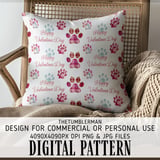 Digital Valentine Pattern, Valentine Paw Print Pattern, Valentine Dog Paw Print Pattern, Valentines Day Digital Bundle Pattern thumbnail 5