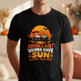 Ghouls Just Wanna Have Sun Boating Halloween Pontoon Boat Ghost Sunset Crewneck Sweatshirts Graphic thumbnail 12