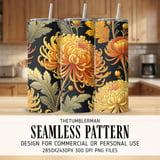 Chrysanthemum Tumbler Design, Floral Digital Download, Watercolor Flower Backgrounds, Junk Journal Pages, Printable Tumbler Png thumbnail 2