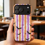 Spooky Cute Bat & Star Phone Case | Pastel Goth Halloween Striped Tote Bag | Y2K Grunge Aesthetic Fall Accessory thumbnail 15